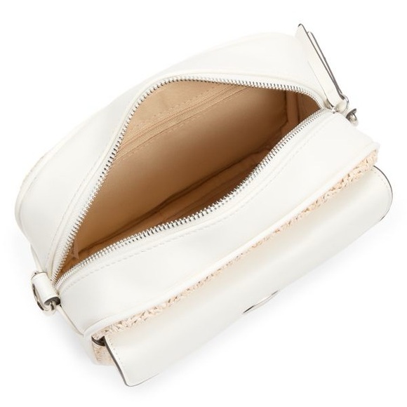 Saks Fifths Straw Crossbody Camera Bag- Color COGNAC/NAT- New Without Tag - Picture 3 of 4